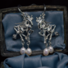 Silver Unicorn Pearl Earrings